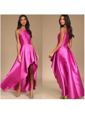 Lulus Broadway Show Magenta High-Low Gown S